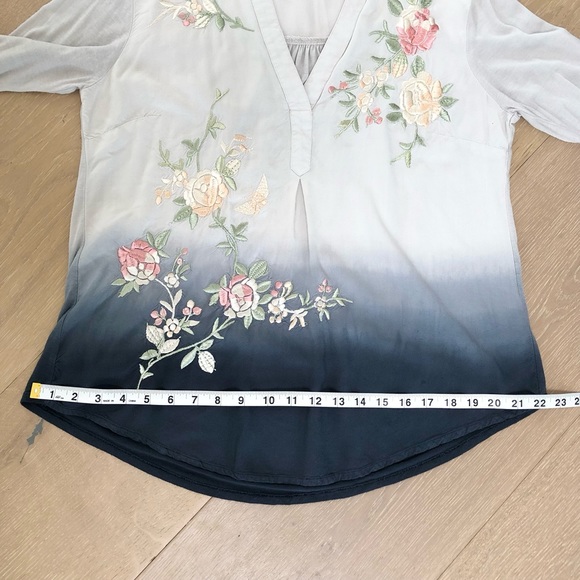 ⭐️Soft Surroundings⭐️Floral Embroidery Ombre Top Blouse Shirt Women's S Small - Picture 10 of 14